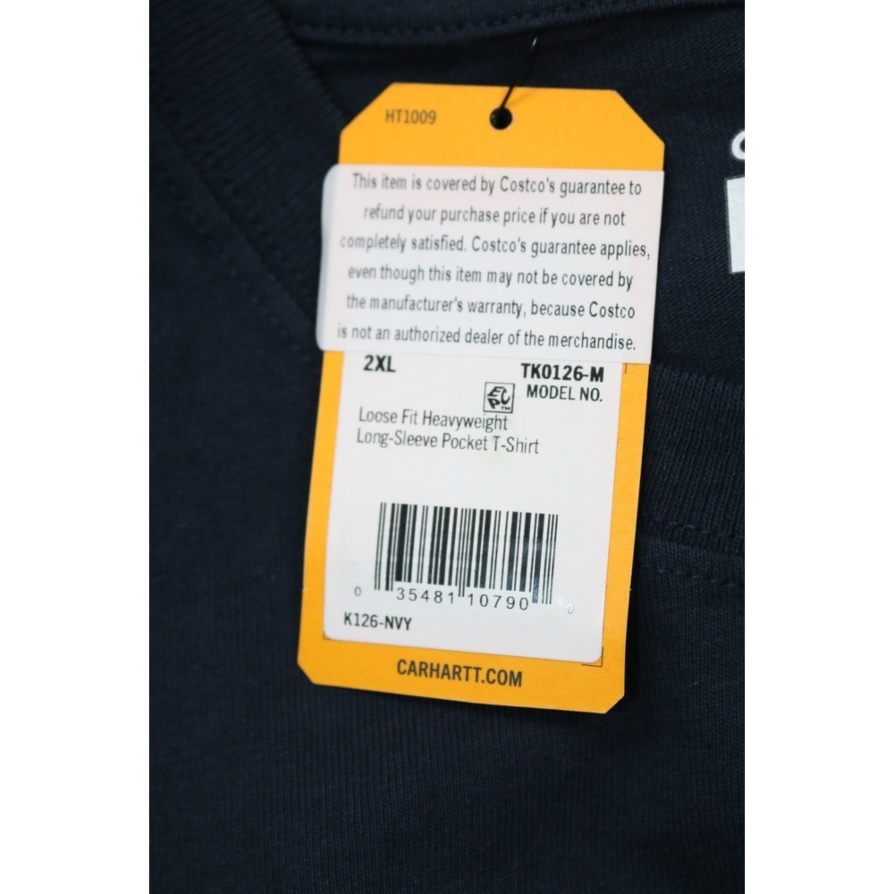 Carhartt Mens 2XL Loose Fit Heavyweight Long Sleeve Pocket T-Shirt Navy - Picture 10 of 10